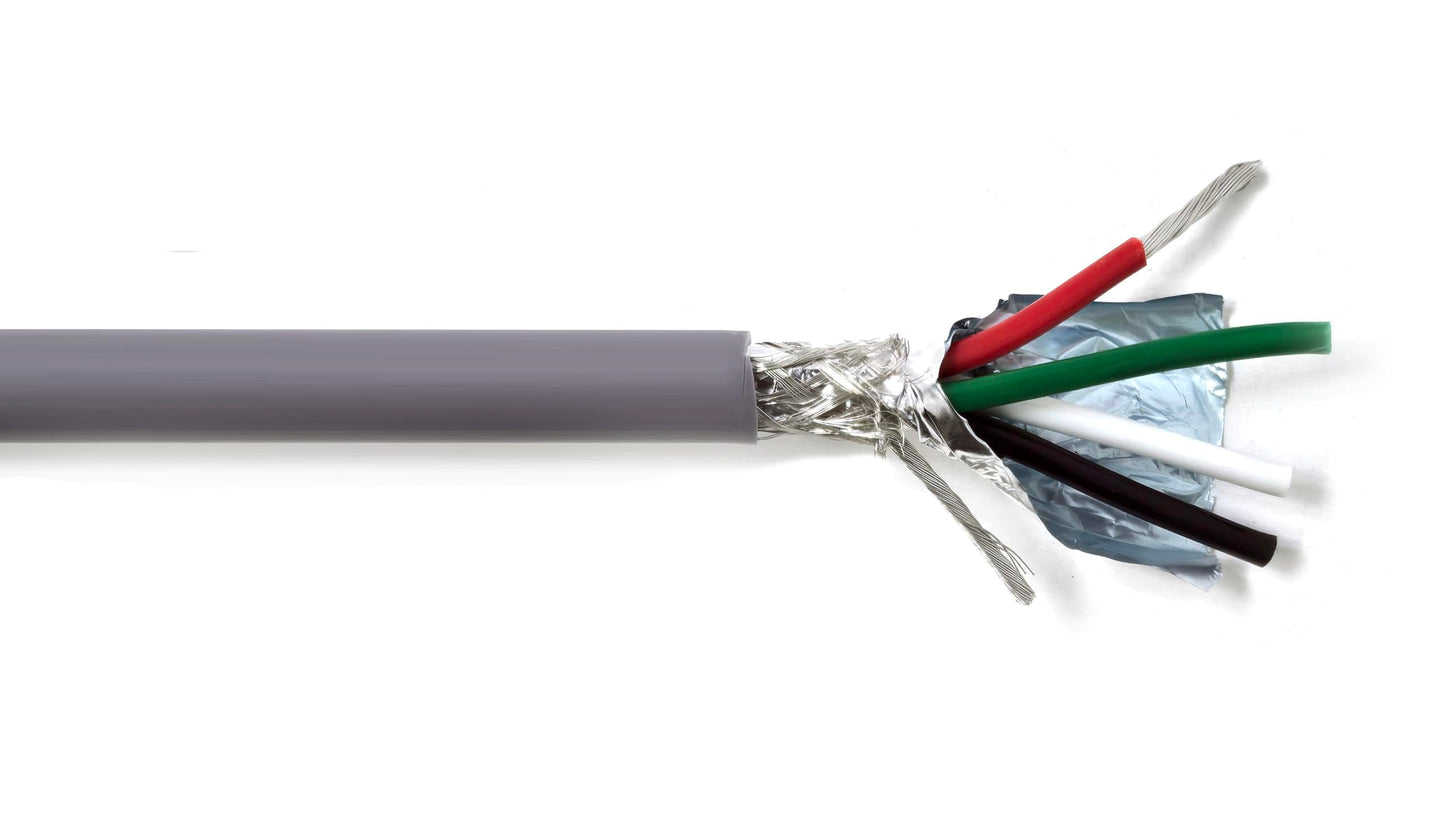 KWANGIL 4C 14AWG AMESB Shielded Cable Wire (UL2464) - Flexible Str TC, PVC Ins, OS+Drain+TC BRD, PVC JKT for CNC Machine, Stepper Motor, VFD Spindle (Gray 100FT)