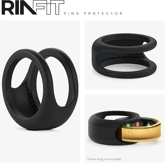 Rinfit Smart Ring Protector - Silicone Ring Enhancer for Active Lifestyle and Gym - StyleFit U.S. Design Patent - Black, Size 13