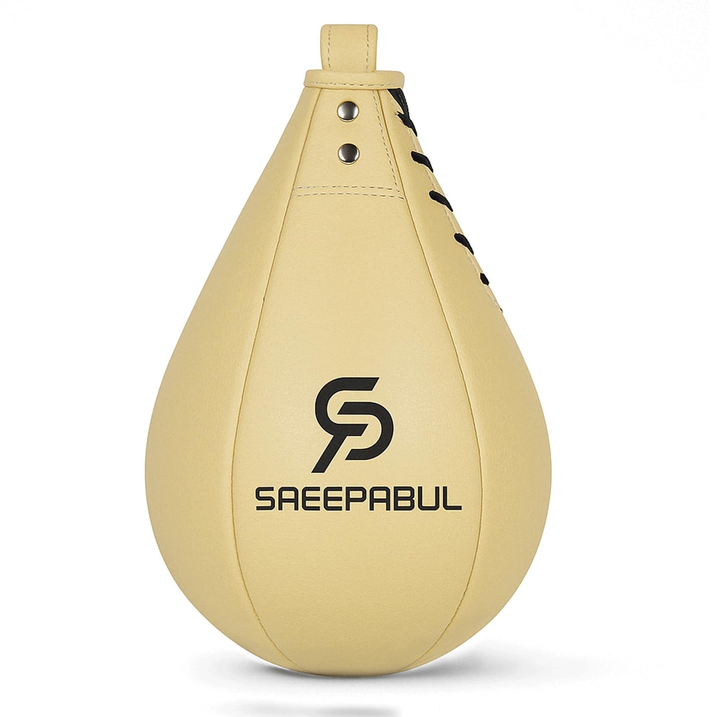 SAEEPABUL Boxing Speed Bag for Adults - Professional Synthetic Leather Punching Bag with Latex Bladder, Adjustable Training Equipment for Home Gym Fitness Beige