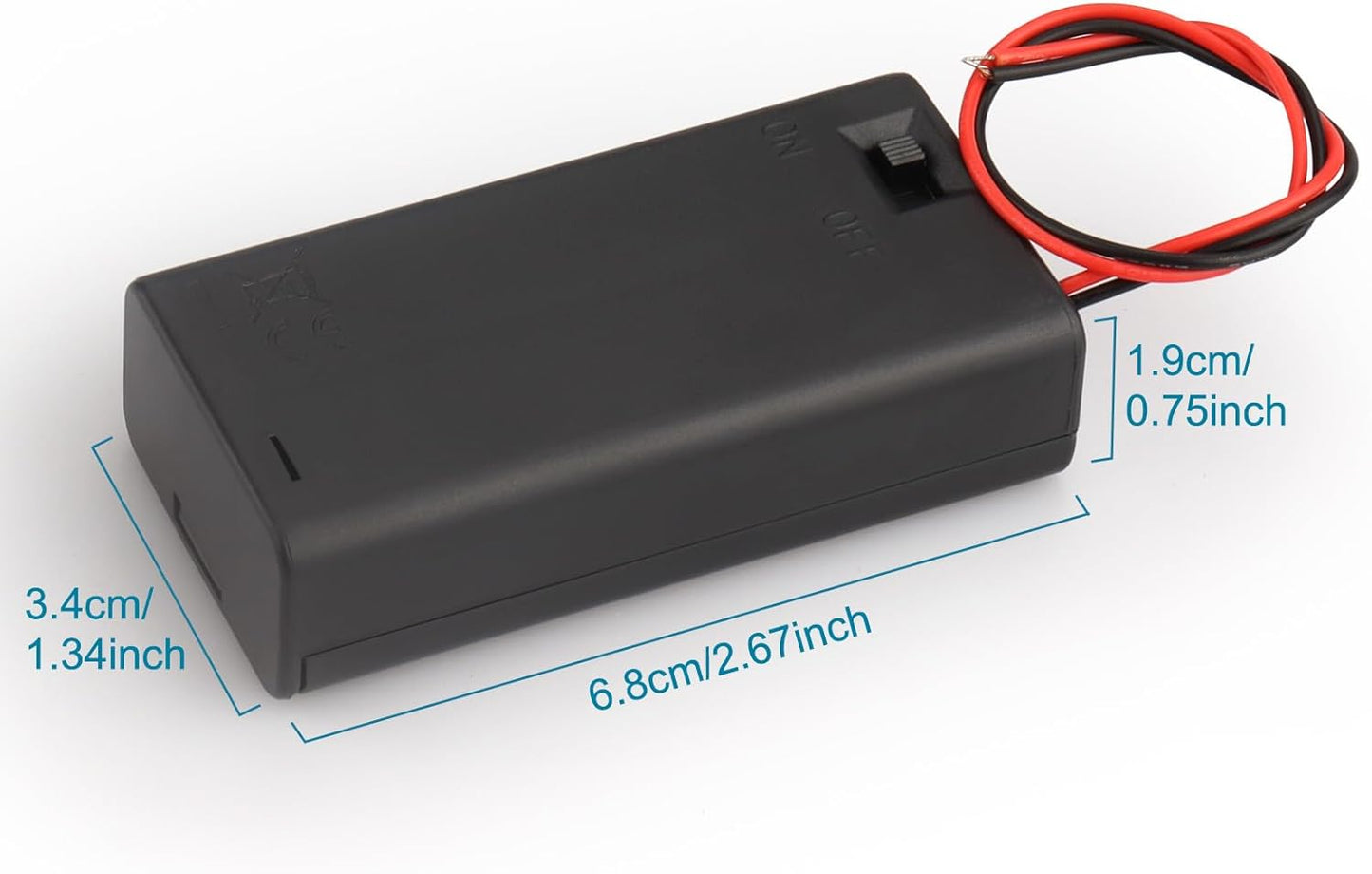 VWEICYY 6PCS 2 1.5V (6) x AA Battery Holder Enclosures with Wire Leads and On/Off Switch
