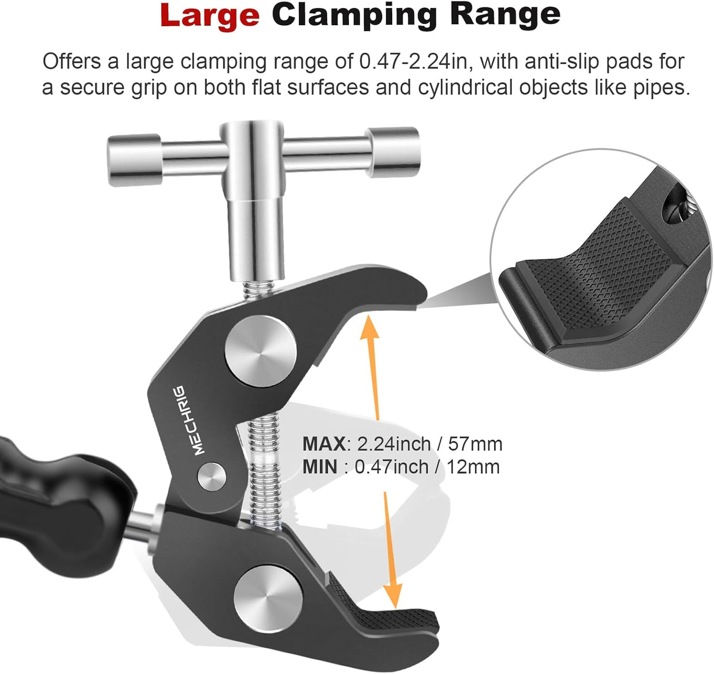 Mechrig (SY001) Camera Clamp Mount with Dual Ballhead Magic Arm, Aluminum Camera Mount Super Clamp Kit for DSLR Action