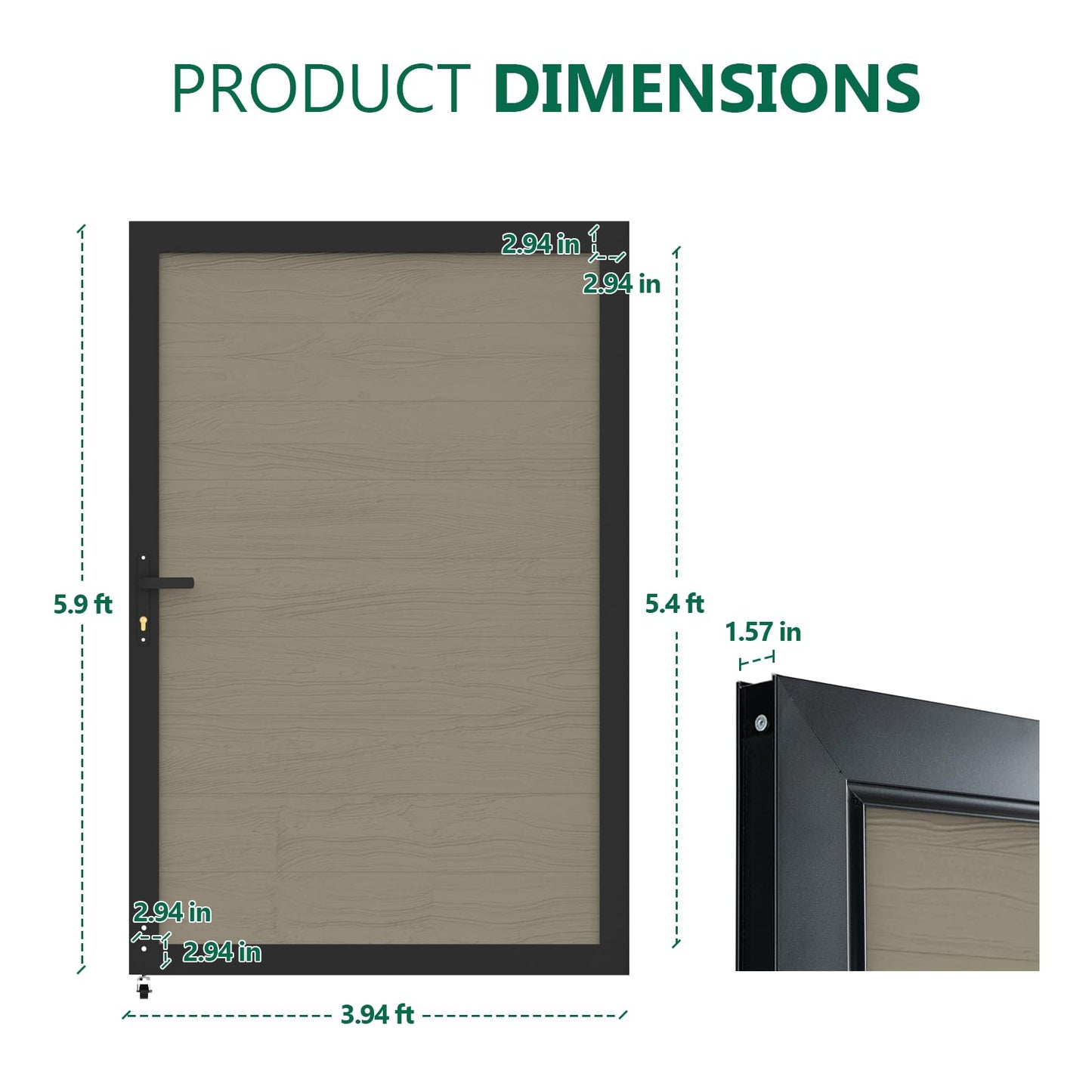 Mondaria Wood Plastic Composite Gate for Privacy Fence 6ft(H)*4ft(W), Fence Gate with Metal Frame and Knob Kits, Ancient Wood (Without Post)