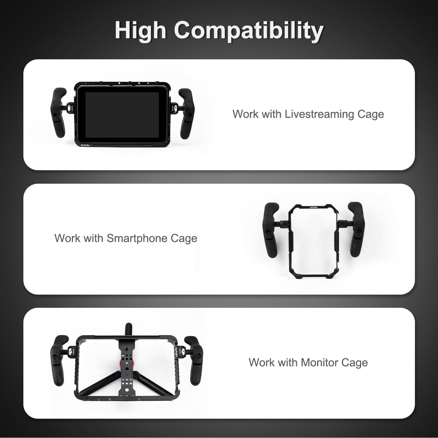 CaTeFo 360 1/4 StarGrip Camera Side Handle Grip for DSLR & Mirrorless Cage, Adjustable Ergonomic Handgrip Pair