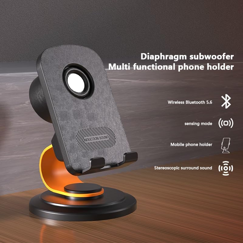 E I F E R 360 Wireless Induction Speaker, Bluetooth Speaker with Phone Stand, Adjustable Holder