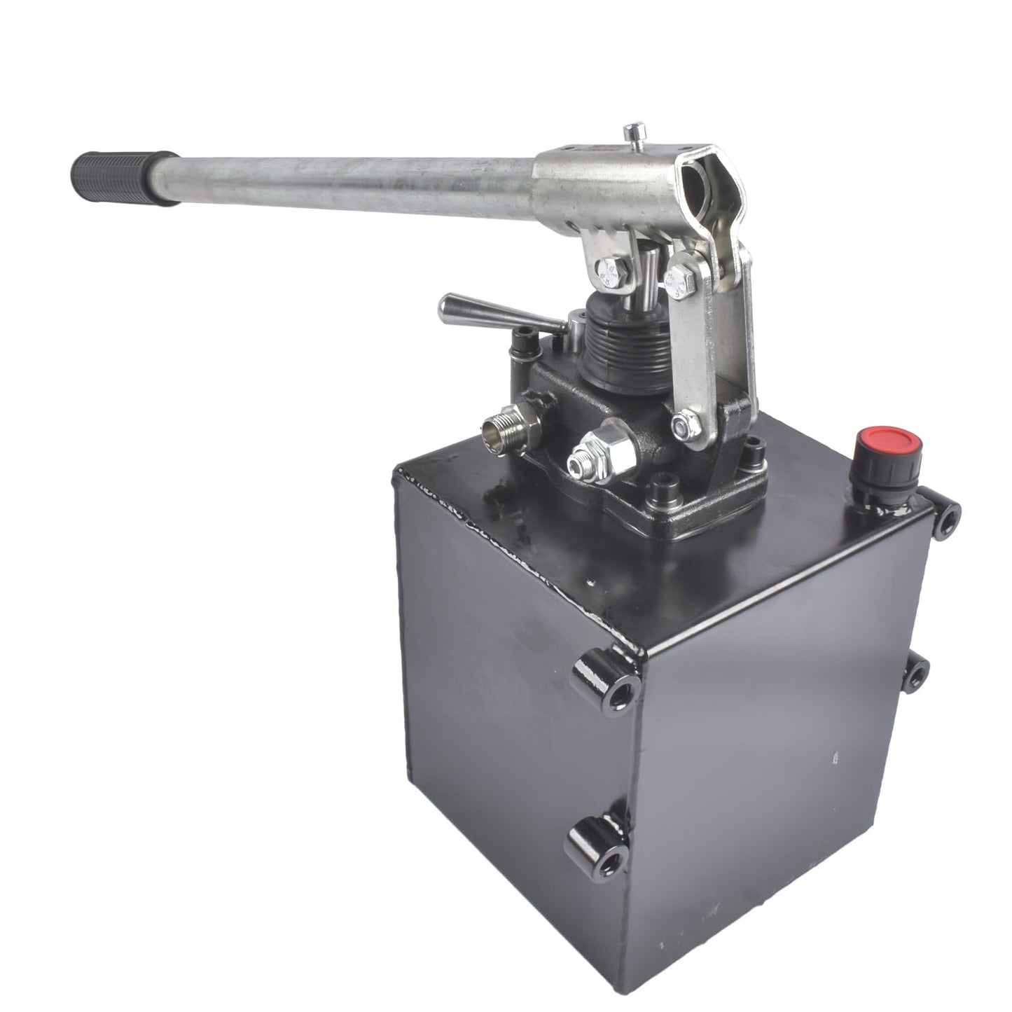 Double Acting Hydraulic Hand Pump, 3600 PSI & 1.5 CID, Hand Operated Hydraulic Pump with 5 Quart Tank and Changeover Valve, 3/8" NPT Ports Portable Hydraulic Power for Equipment Maintenance Vahaha
