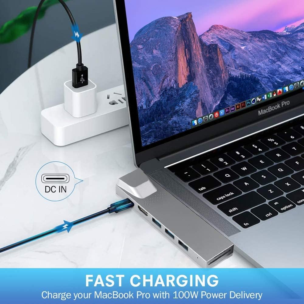 YUANSHAN 8-in-1 4K 3 3.0 100W 3, USB C Hub for MacBook, Docking Station Adapter with HDMI, Gigabit Ethernet, USB Ports