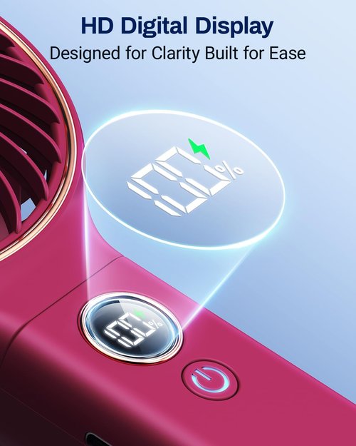 **SWEETFULL Handheld Portable Fan - 5000mAh Rechargeable Battery, 6 Speed Settings, LED Display | Mini Travel Fan**