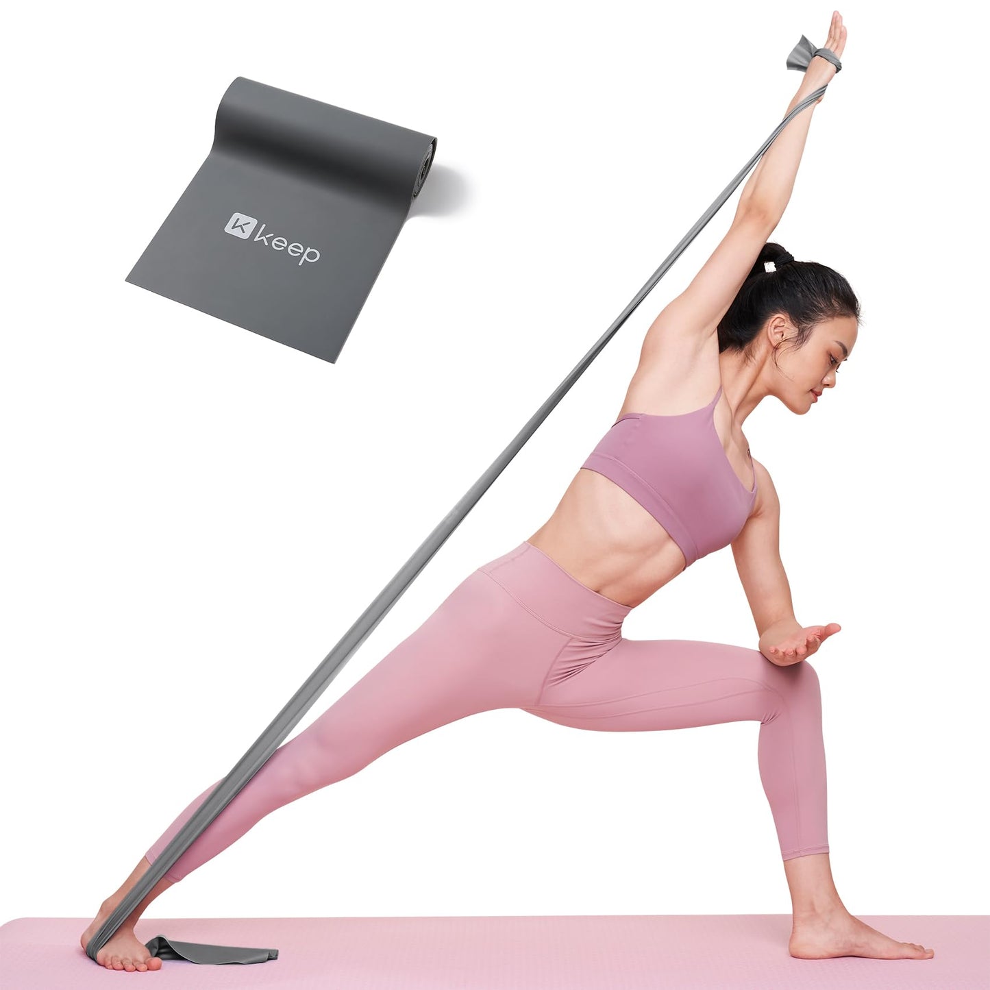 KEEP Resistance Bands for Working Out, Exercise Bands for Legs and Booty, Natural Latex Workout Bands for Women and Men, Stretch Bands for Exercise, Physical Therapy, Fitness, Pilates, 25LB, Grey