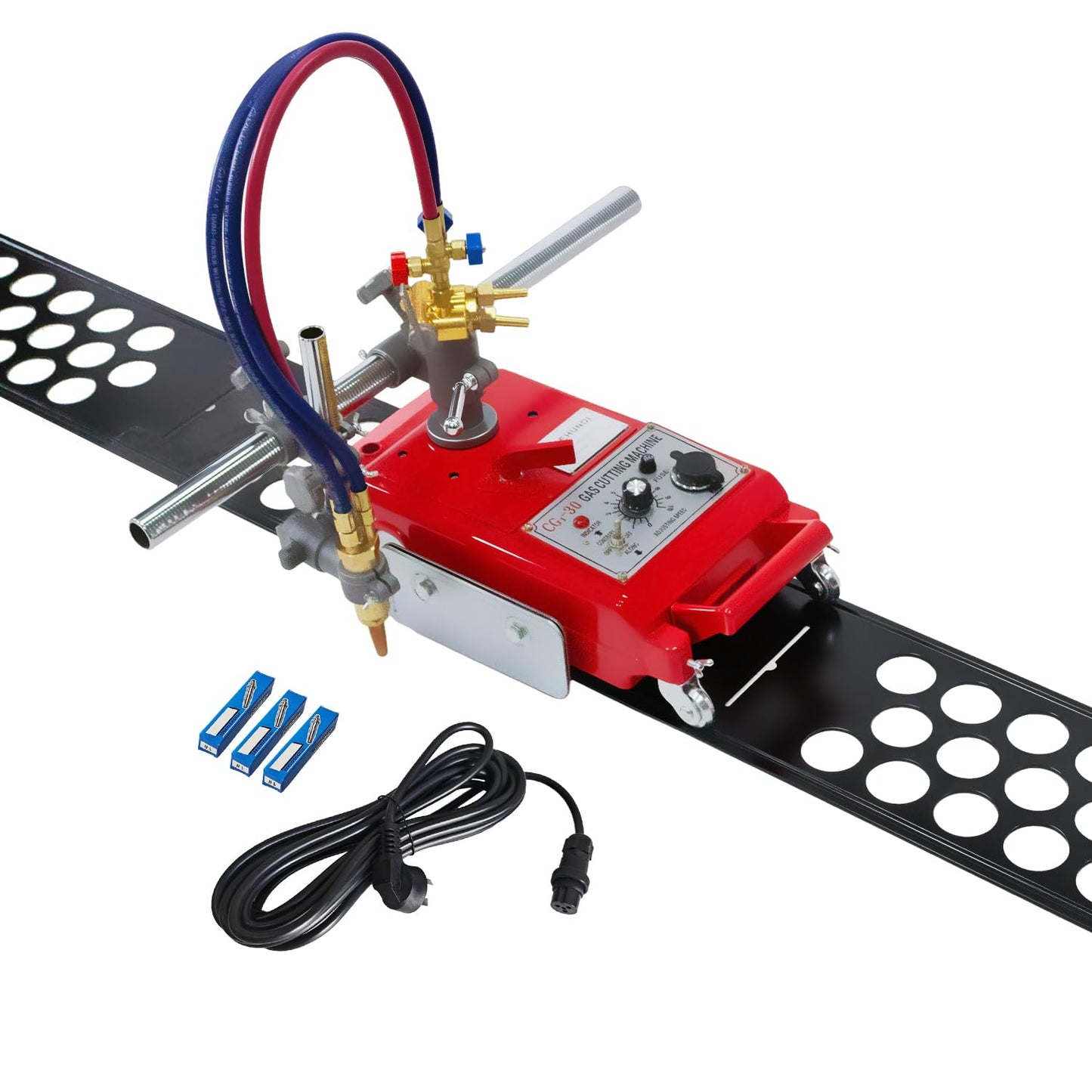 Torch Track Burner Cutting, CG1-30 Semi-automatic Straight Linear Gas Cutter 8~100mm Efficient Gas Cutting Portable Flame Cutting Machine Track Burner Cutter Torch Gas pipe Cutter(Acetylene + Oxygen)