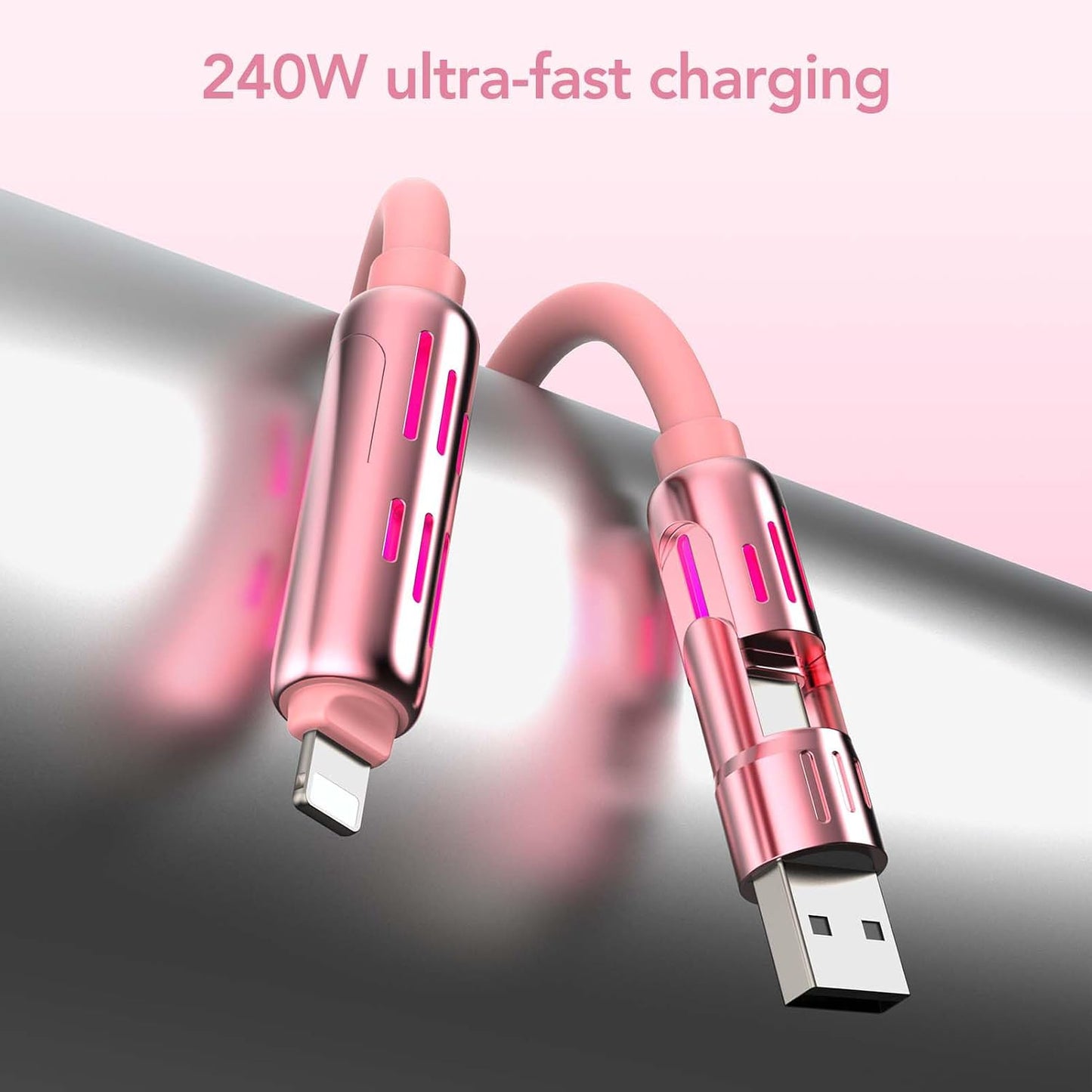 240W 4-in-1 6.6FT 17/16/15/14, S25/S24 6.6Ft) MFish Charging Cable with Carrying Case, Fast Charger USB-A & USB-C
