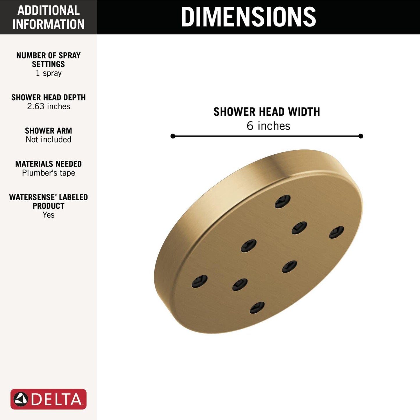 DELTA FAUCET 52175-CZ-PR Universal Showering Components Showerhead, Lumicoat Champagne Bronze