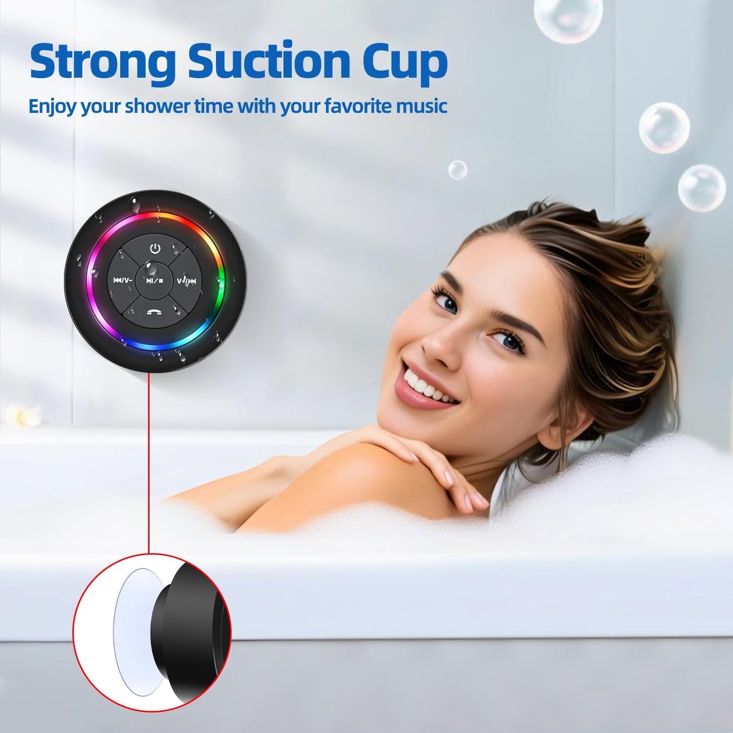 ANLEDDA IP67 Shower Speaker Bluetooth Waterproof Certified, Mini Wireless Small Bluetooth Speaker, Portable Speaker