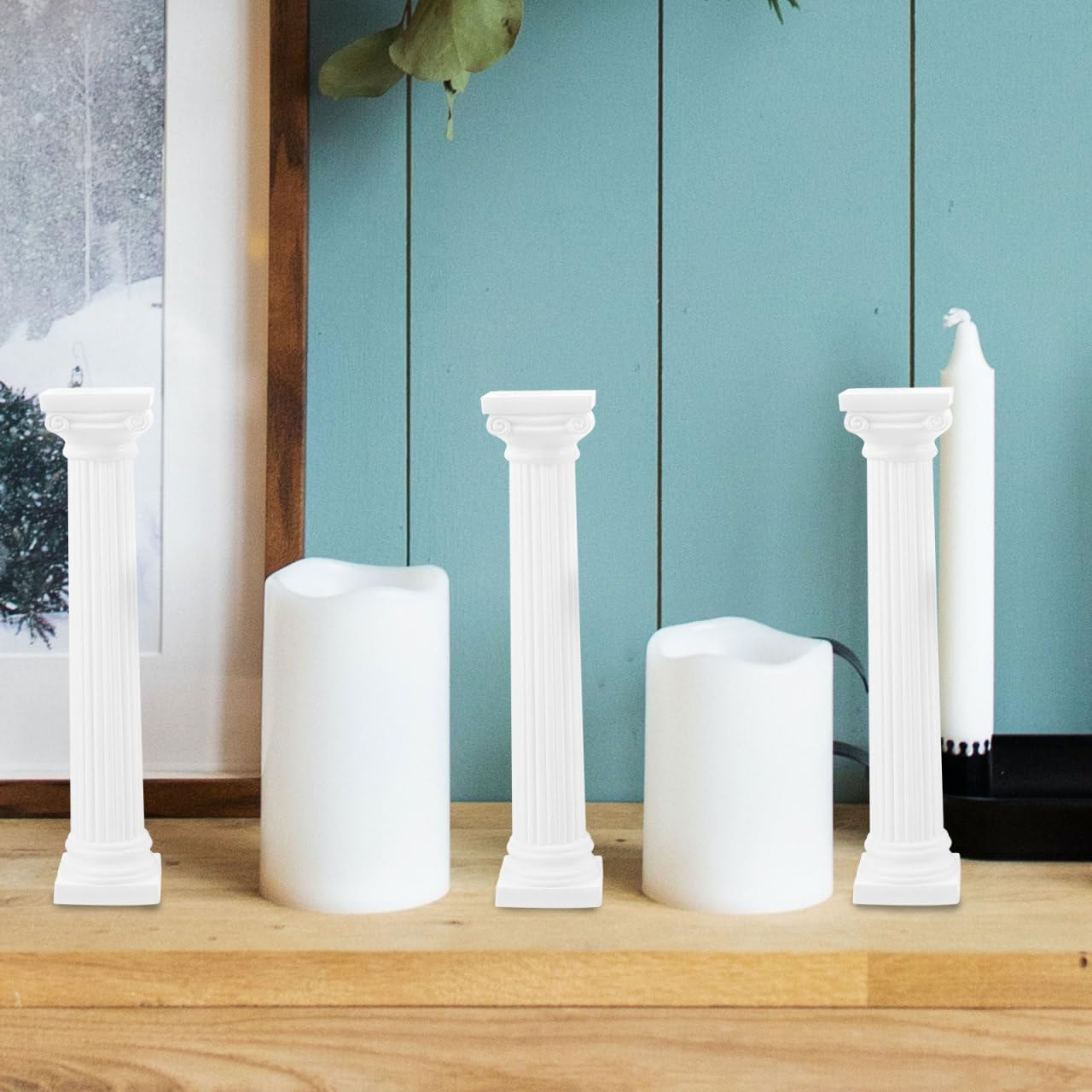 Roman Column Decorating Set - 6 White Mini Columns for Home Décor & Photography Props | Nordic Classic Design