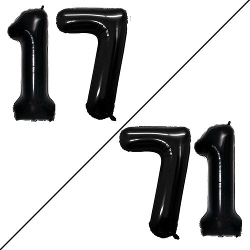 GOER 17th Birthday Balloons - Jumbo 42 Inch Foil Helium Decorations | Sweet 17 Party Decor (Black)