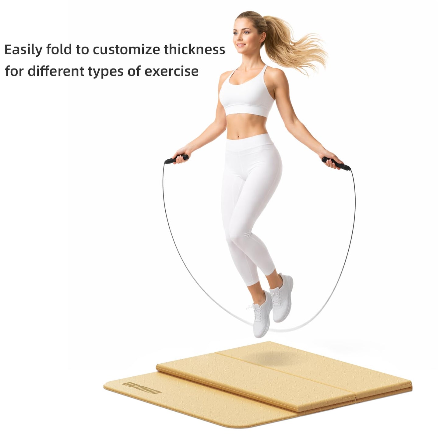 Folding Yoga Mat Extra Thick 0.4 Inch, Foldable Yoga Mat 75 x 26 Inches, TPE Exercise Mat, 7-Panel Non Slip Cushioned Fitness Mat for Yoga, Pilates, Stretching, Home Workout (Orange)