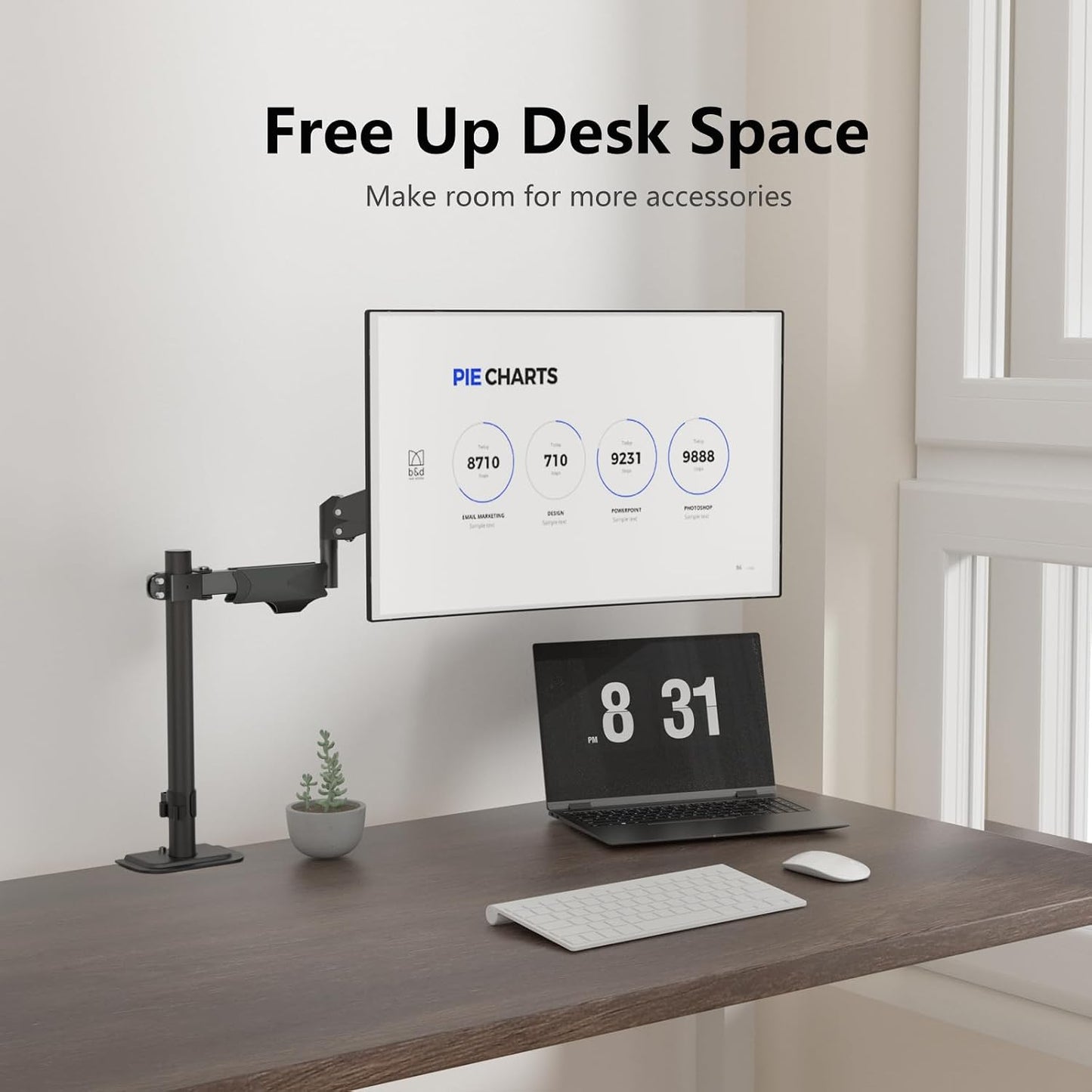 17 32 inch 22lbs, 75x75mm 100x100mm,Pneumatic suptek Single Monitor Arm for Desk Mount Stand,Adjustable Monitor Arm
