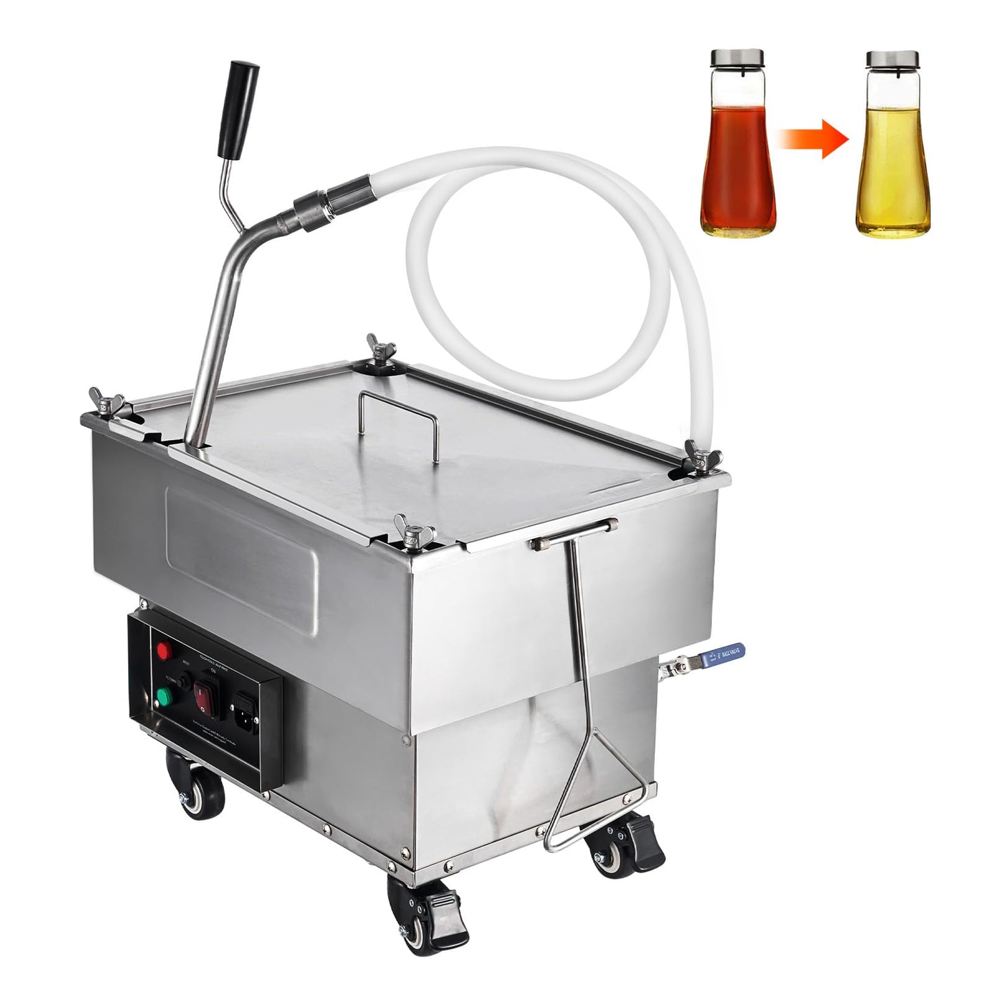 VEVOR Deep Fryer Filter 18 L/44 LBS/5.8 Gal, Frying Oil Filter System Machine 300W, Deep Fryer Oil Filter 10 L/min, Cooking Oil Filter Pump & Oil Hose, Mobile Fryer Filter 110V Kitchen Restaurant
