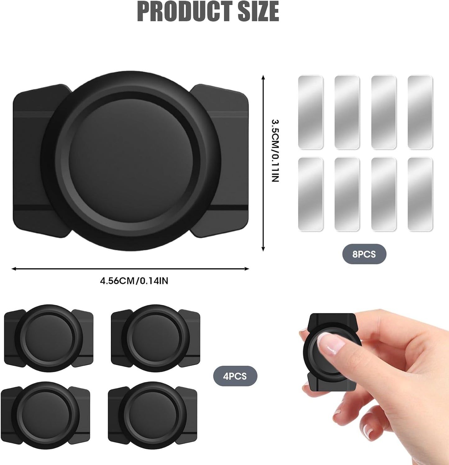 KAKUPPA 4 Pcs Car Magnetic Holder Case, Hidden Black Silicone Convenient Find Quickly Anti-Loss Case with Self-Adhesive