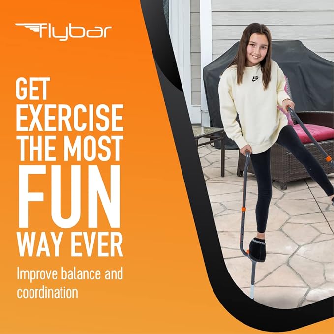 Flybar Maverick Walking Stilts for Kids - 5 Adjustable Height’s, Sturdy, Easy Assembly, Wide Non-Slip Rubber Bottom Tip, Foam Grips, Outdoor Toys for Kids 5+, 190 lbs