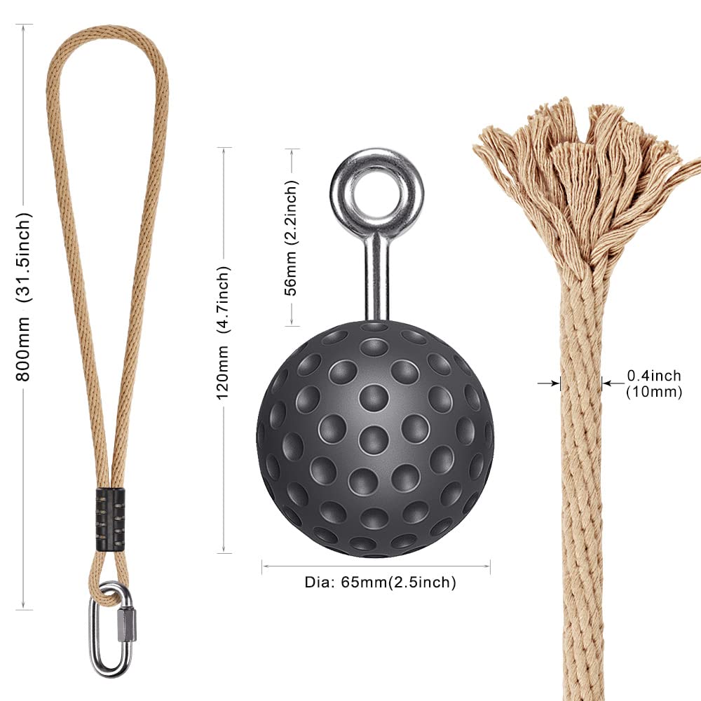 SELEWARE Pull Up Ball Grip, Non-Slip Rock Climbing Holds Power Ball for Strength Training Attachment, Neutral Grip Handles for Chin Up Bar, Kettlebell, Barbell Home Gym Workout, Black