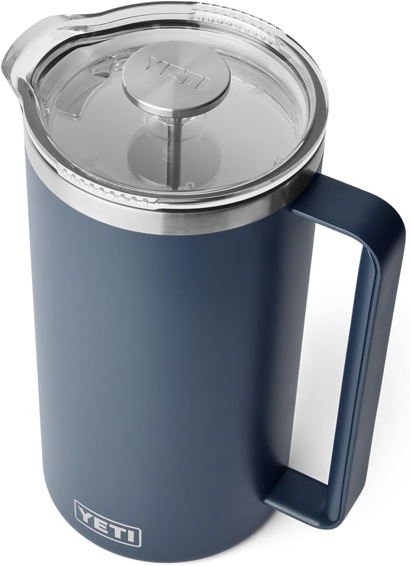 YETI Rambler 64 oz French Press Coffee Maker - Durable Navy Design for Perfect Brews