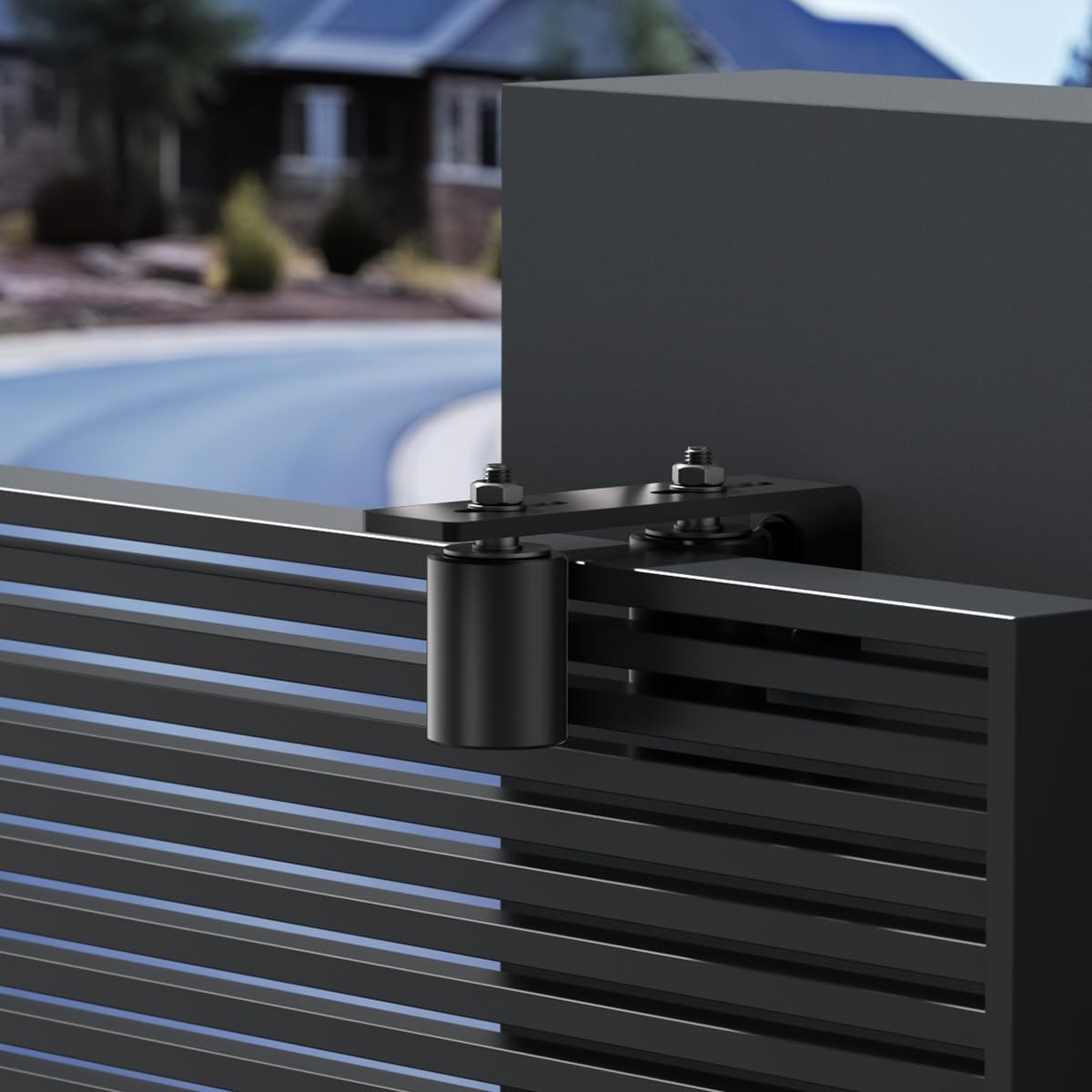 Sdstone 2 Inch Black Heavy Duty Sliding Gate Rollers (2 Pack) with L Rear Post Bracket, Universal Adjustable, Side Mount, Alloy Steel & Plastic, Suitable for Sliding Gates & Rolling Doors