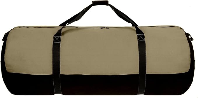 WHITEDUCK Heavy Duty Canvas Duffel Bag for Men and Women - Foldable Military Army Style Duffel Bag, with Full Length Zipper- Outdoors, Travel, Gym & Storage