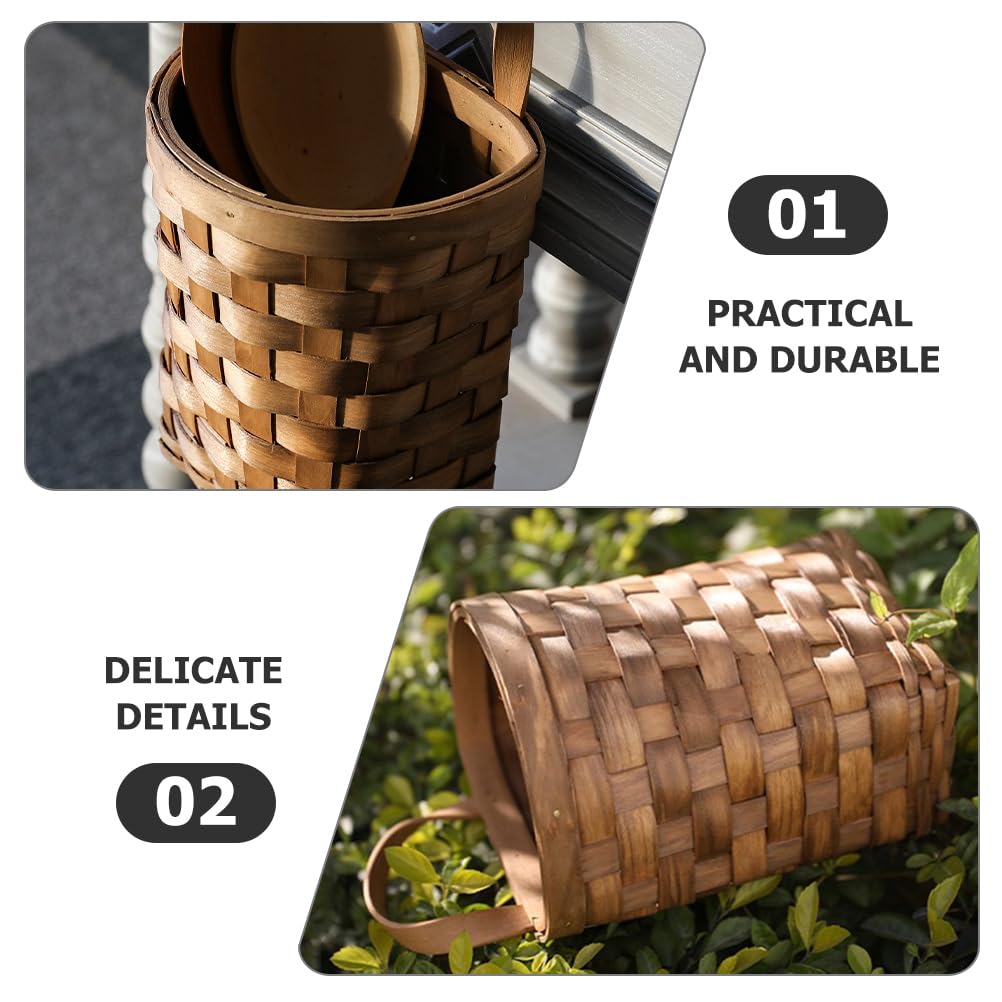 Alipis Woven Hanging Basket 2-Pack 9.84X6.69X10.62In - Farmhouse Style Wall Mounted Storage Basket for Kitchen Vegetables Fruits and Flower Display Organizer