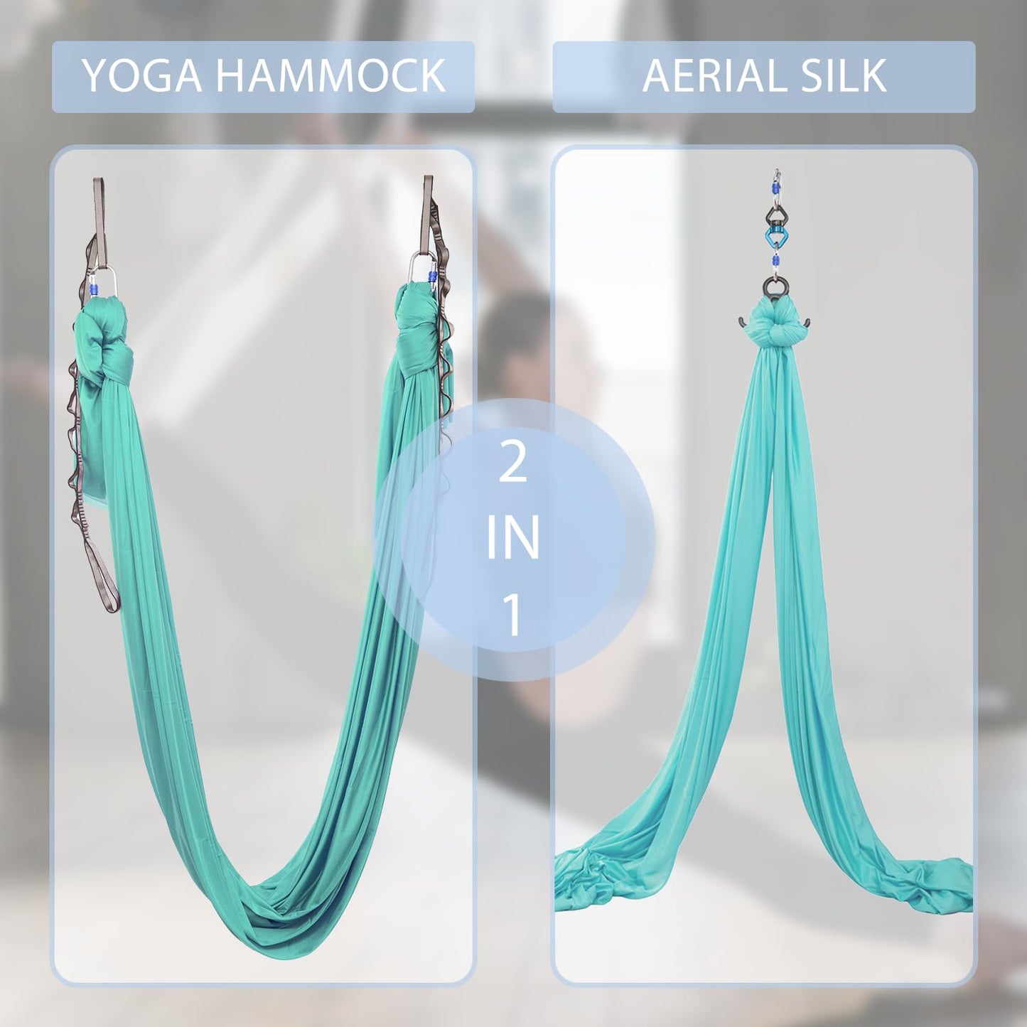 SKYPHAROS 11 Yards Aerial Silks Yoga Swing Set - Aerial Yoga Hammock Kit Anti-Gravity Flying for Fitness, Low/Non Stretch Nylon Tricot Fabric Hardware Included for Dance