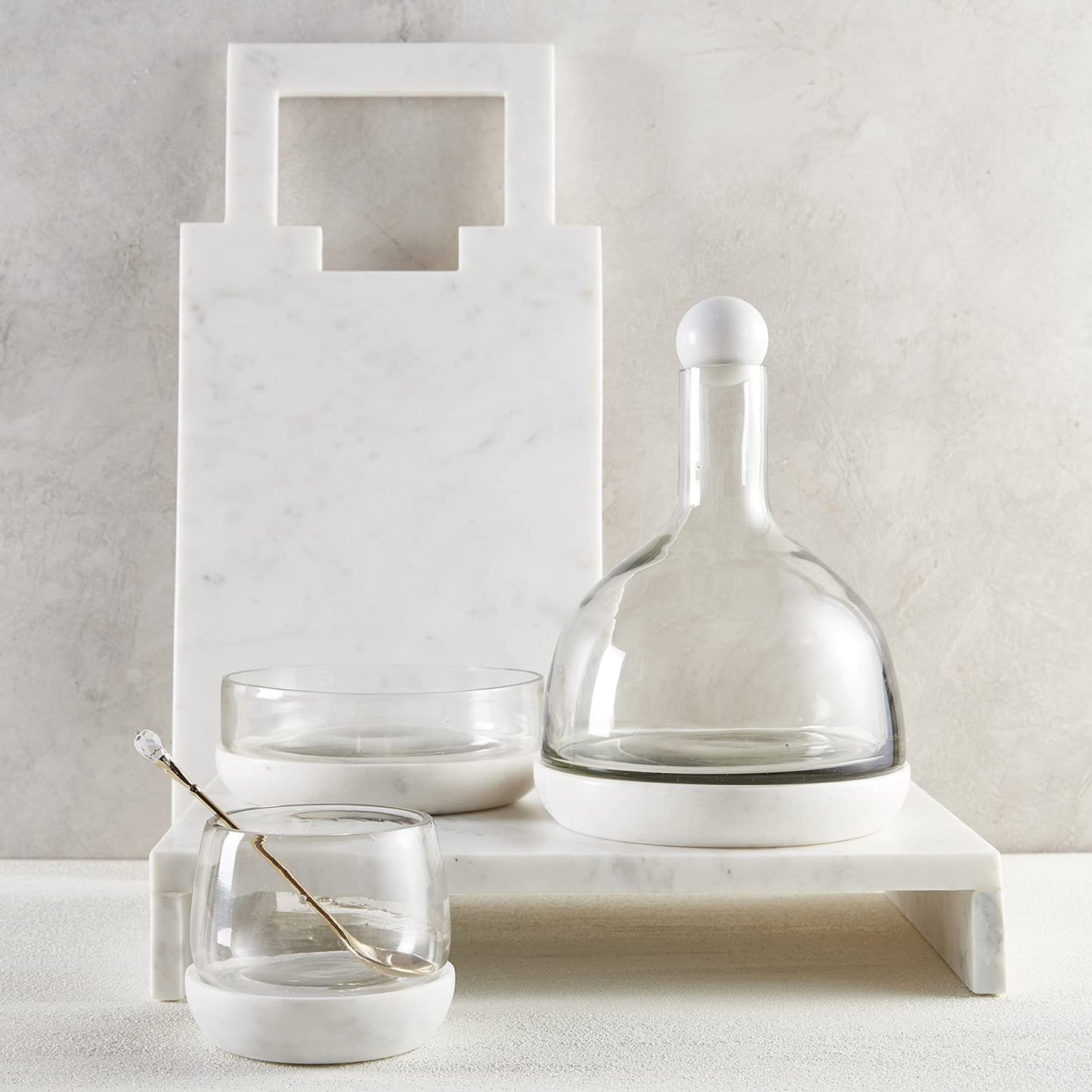 Santa Barbara Design Studio Table Sugar Marble and Glass Wine Carafe, 42-Ounce, White