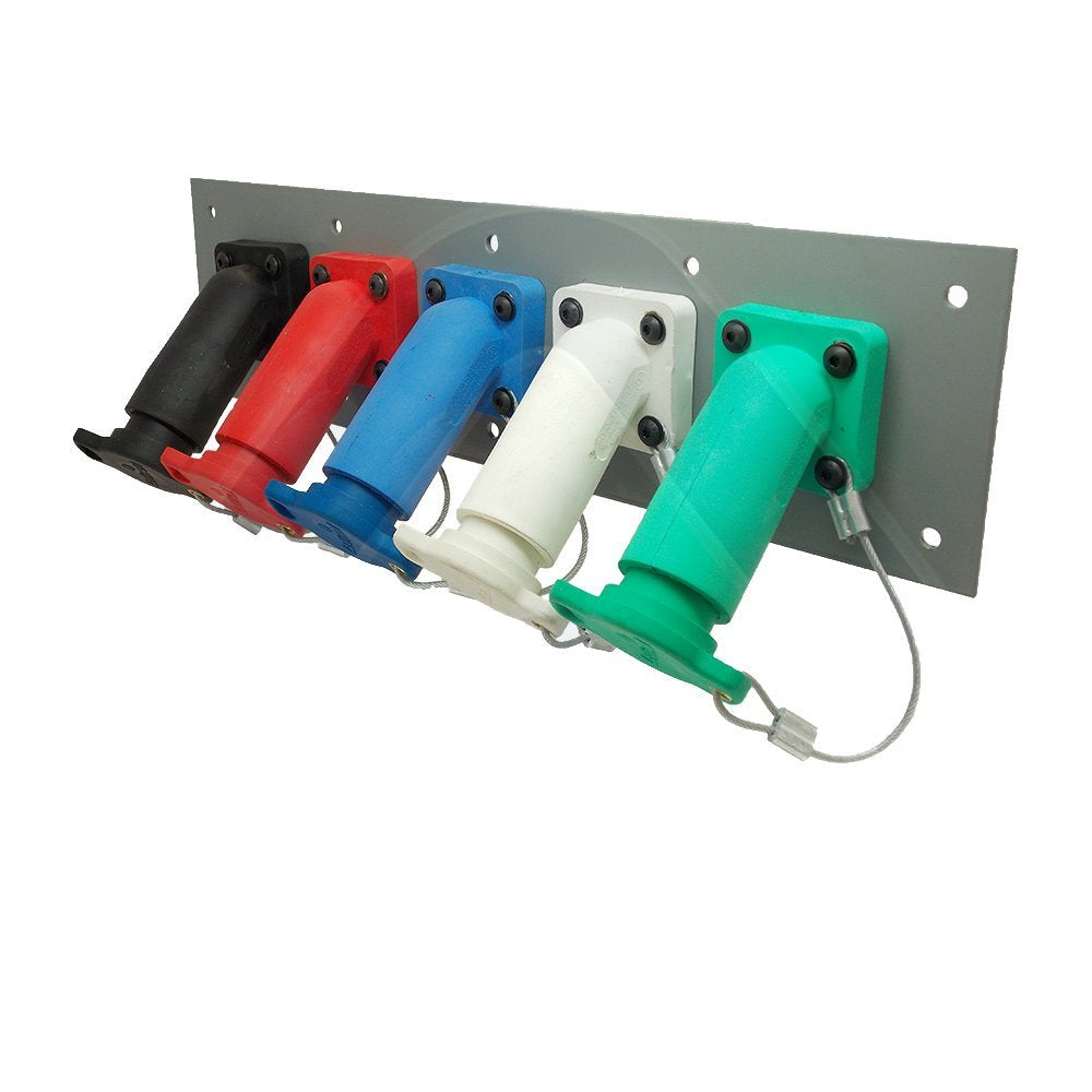Power Assemblies 5 Position CAM Lock Panel, 400 Amp, 3 Phase 120/208V, Male, 45°, Double Set-Screw Connections with NEMA 3R Caps and Lanyards, Series 16 CAM Connectors, Power Distribution Panel