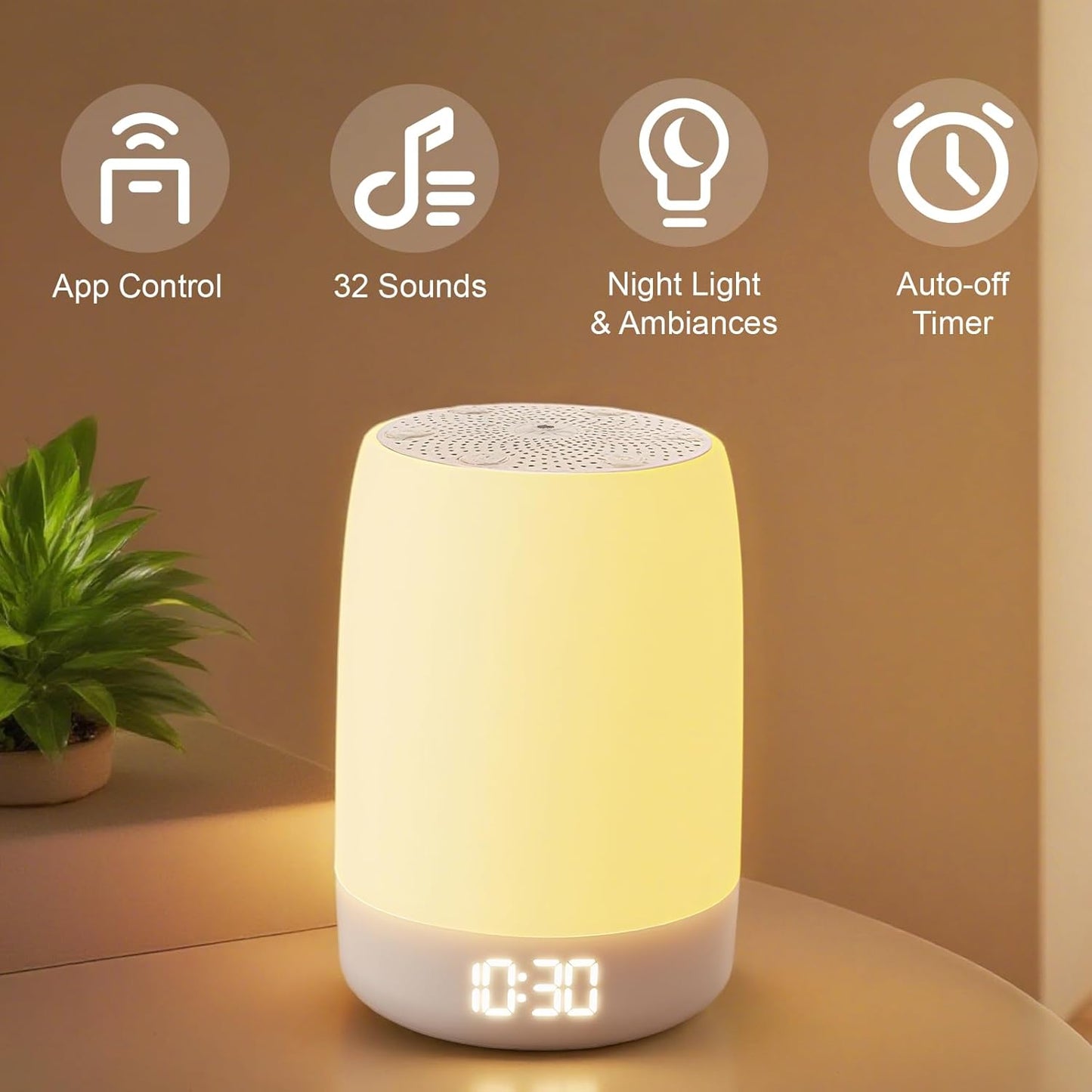 Skiennix White Noise Machine - 32 Soothing Sounds & Rainbow Light | Bluetooth Alarm Clock for All Ages