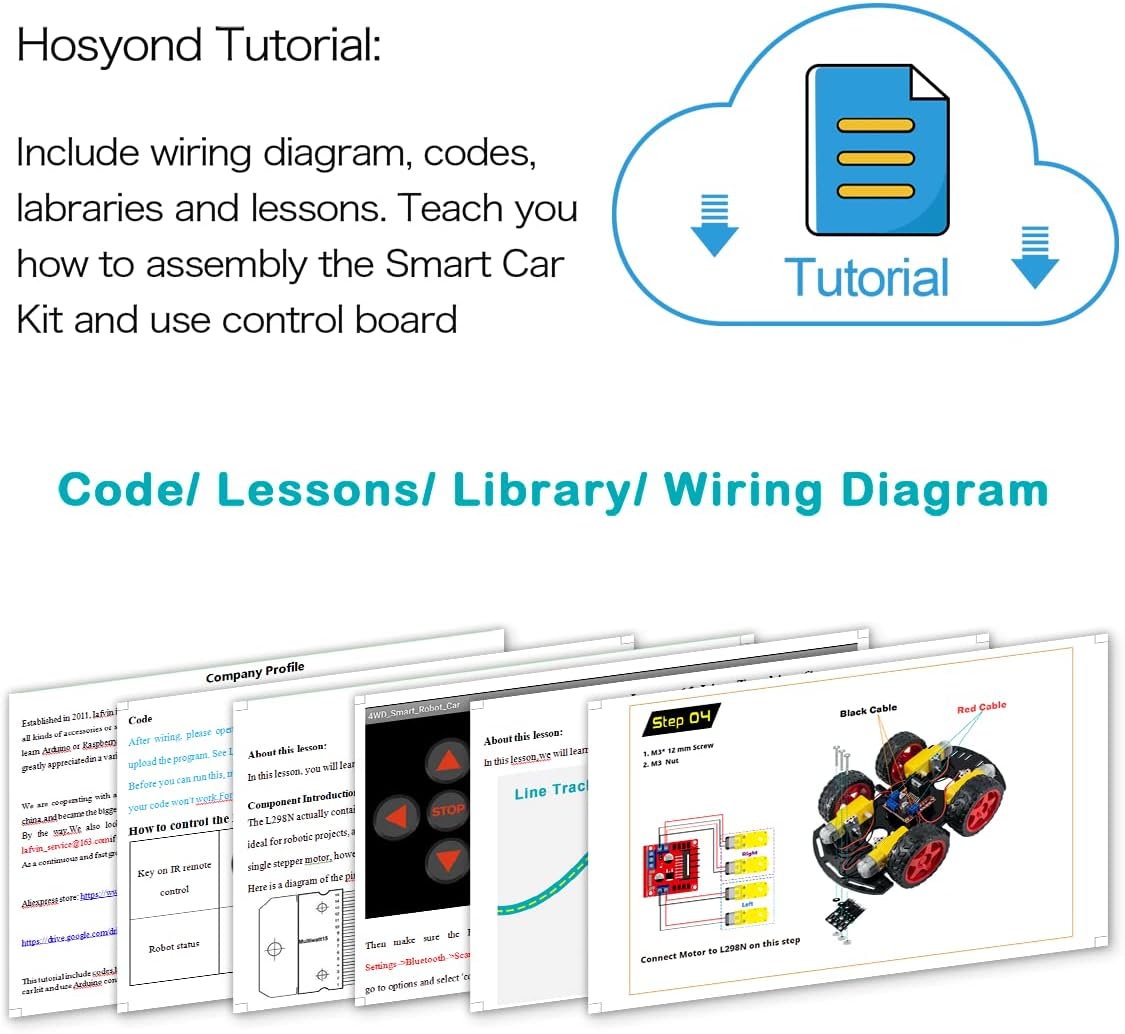 R3 Hosyond Smart Robot Car Project Kit Compatible with Arduino IDE, with Tutorial, Bluetooth, Line Tracking, Ultrasonic