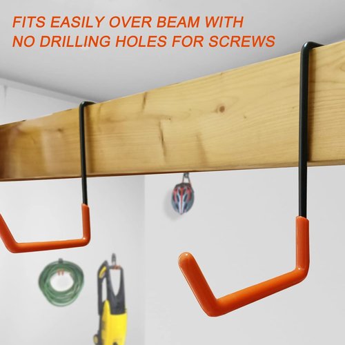 HUPBIPY Rafter Hanger - Large Garage Hooks for Bike Storage | Non-Slip Coating, 12-Pack, Black