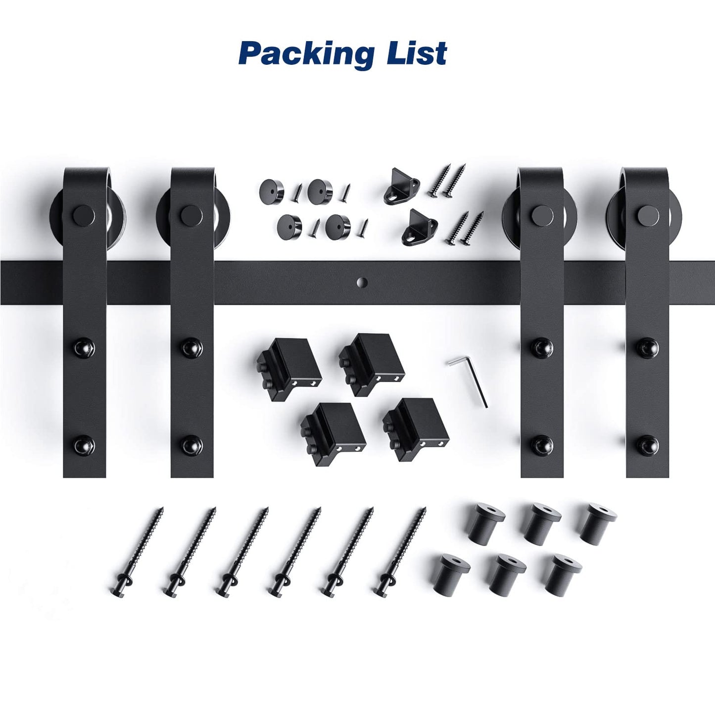 EaseLife 8 FT Double Door Sliding Barn Door Hardware Track Kit,Basic J Pulley,Heavy Duty,Slide Smoothly Quietly,Easy Install (8FT Track Kit for Double 24" Wide Door)