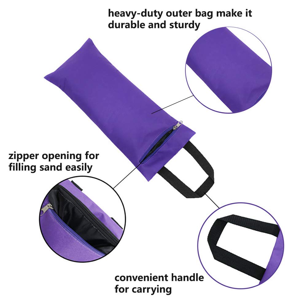 TOPTIE 2 Pack Yoga Sandbag Weighted Bag for Fitness Yoga Bolster, Black Unfilled Sandbag 16 x 7 Inch