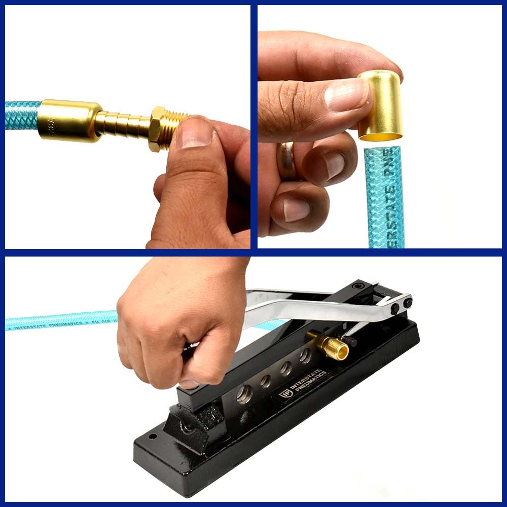 Interstate Pneumatics H8-KIT Heavy-Duty Bench Crimper (H8) with Ferrules (50pk) 0.625" ID x 1" & 0.656" ID x 1"