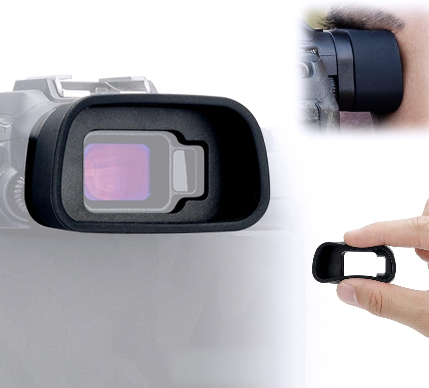R8 JJC Camera Eyecup Eyepiece Viewfinder for Canon EOS & RP Mirrorless Camera with Extended Soft Silicone Design