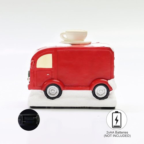 Moments In Time Christmas Coffee Truck Village Scene - Lighted LED Holiday Decor | Hand-Painted Polyresin
