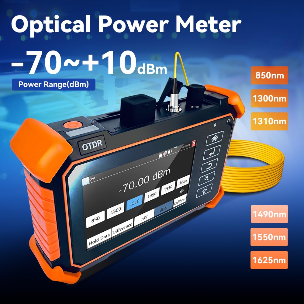 New Upgraded OTDR Optical Fiber Tester, Fiber Network Tester Support Event Map Optical Power Meter OLS(Loss Test) VFL LS(Light Source) Length Ping POE Test, IP Scan RJ45 Network Tools