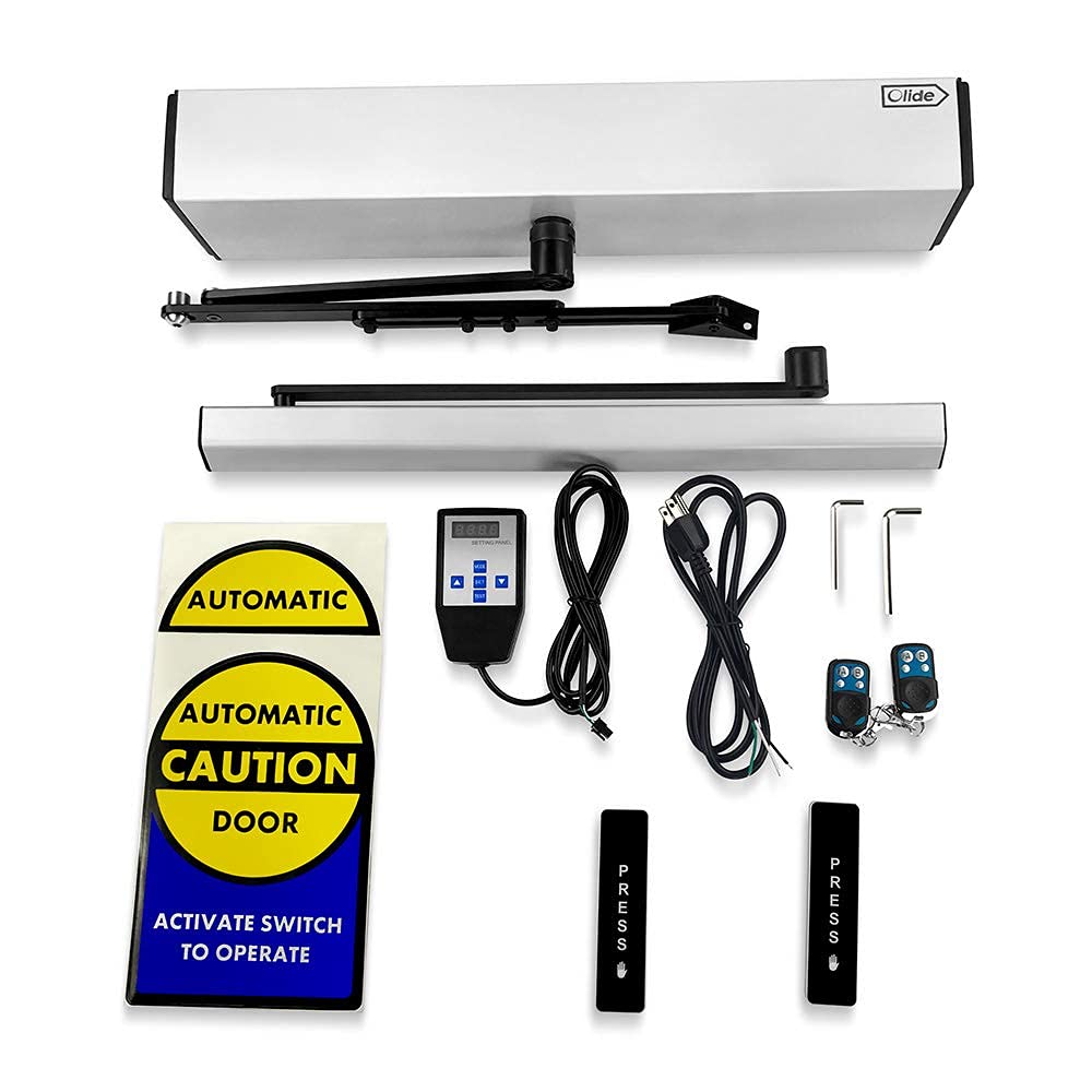 Olideauto Automatic Swing Door Opener with Wireless Push Button and NC Fail Secure Electric Strike