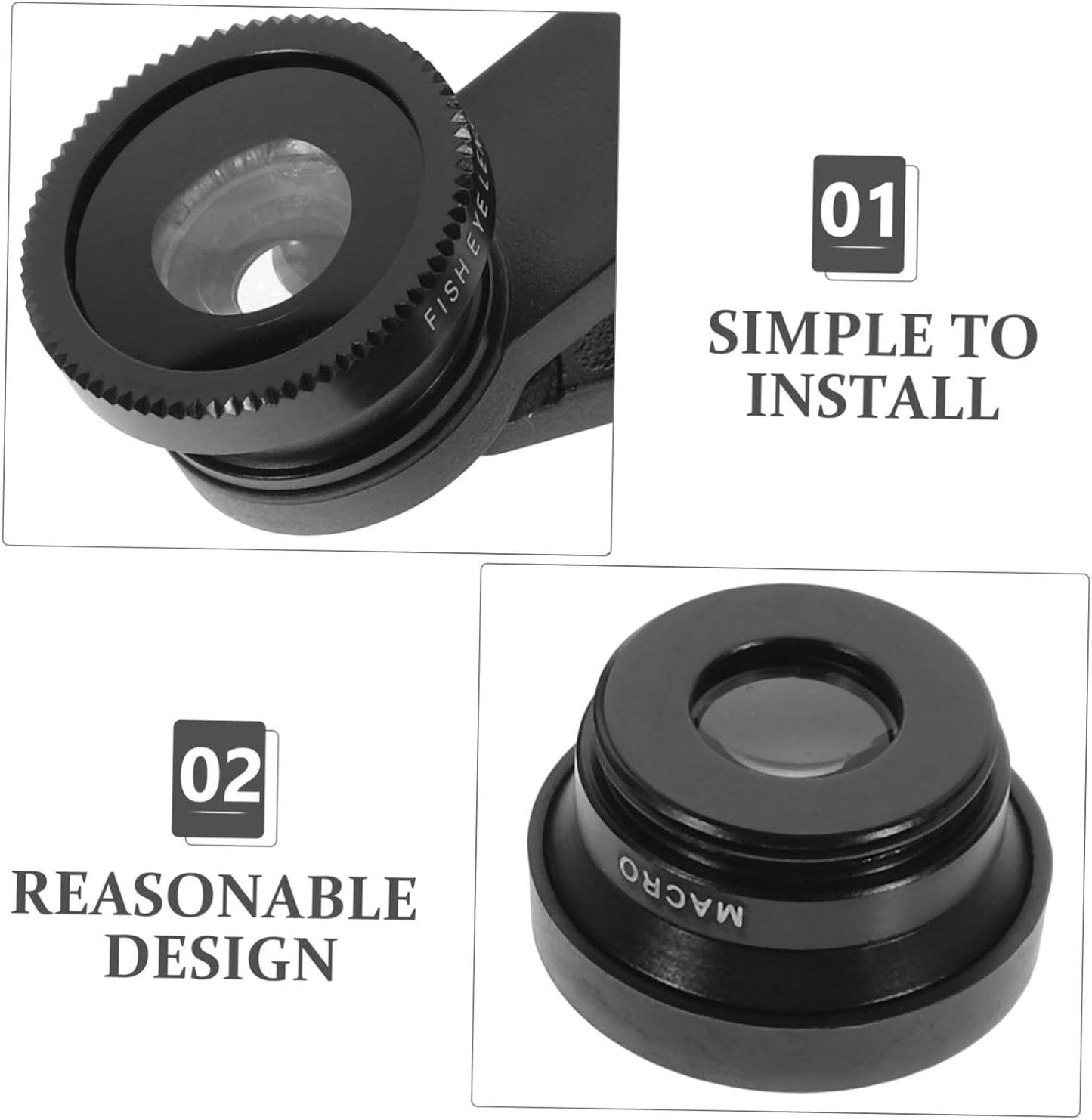 ARTIBETTER 1Set Phone Camera Lens Macro Wide Angle Fisheye Lens Kit for Mobile Phones Clip Design for Enhanced