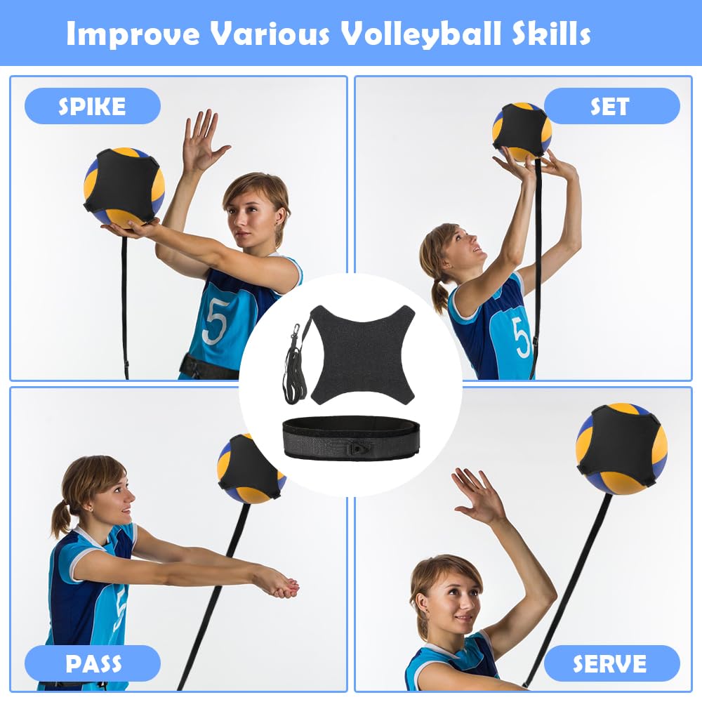 ENERACES Solo Volleyball Trainer Pro Kit with Rebounder – All-in-One Volleyball Training Equipment for Serving, Spiking & Setting Practice, Youth & Teen Practice Gift with Stickers & Bracelet