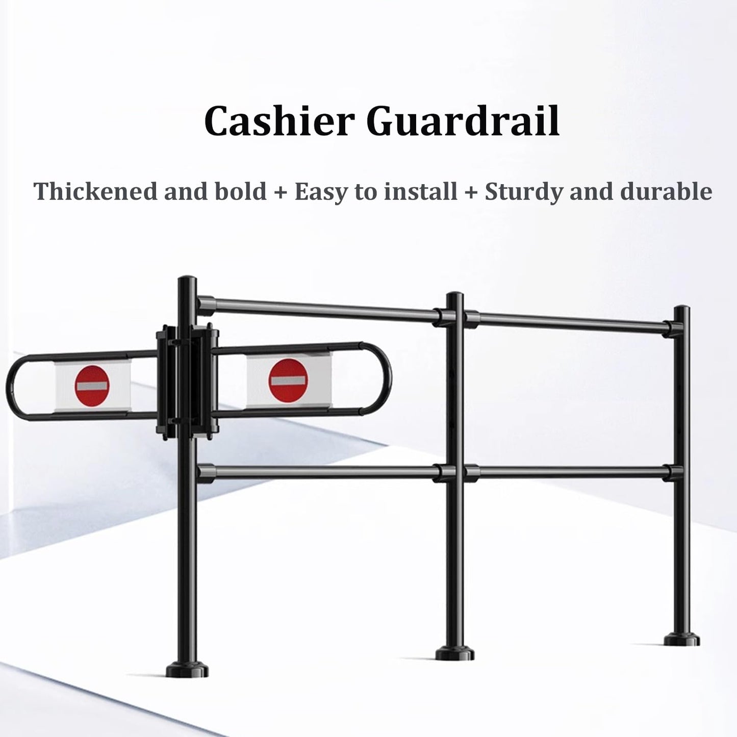 POLGDW Automatic Closing Metal Safety Gate - One-Way Swing Gate for Supermarket Cashier Counter, Warehouse & Mall - Black, 100x100cm x 6.3cm - Secure Entrance Solution