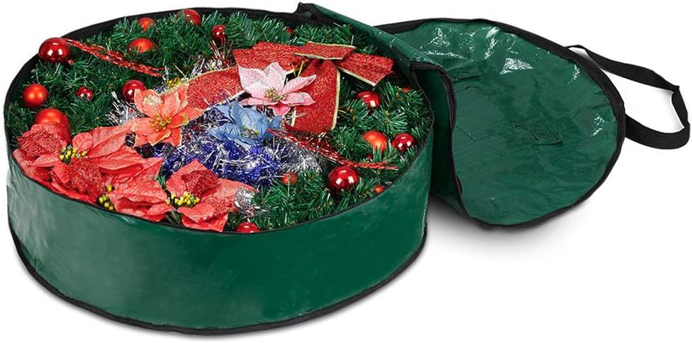 ProPik Christmas Wreath Storage Bag - Heavy-Duty Tear Resistant Holiday Container | 30” X 8” (Green)