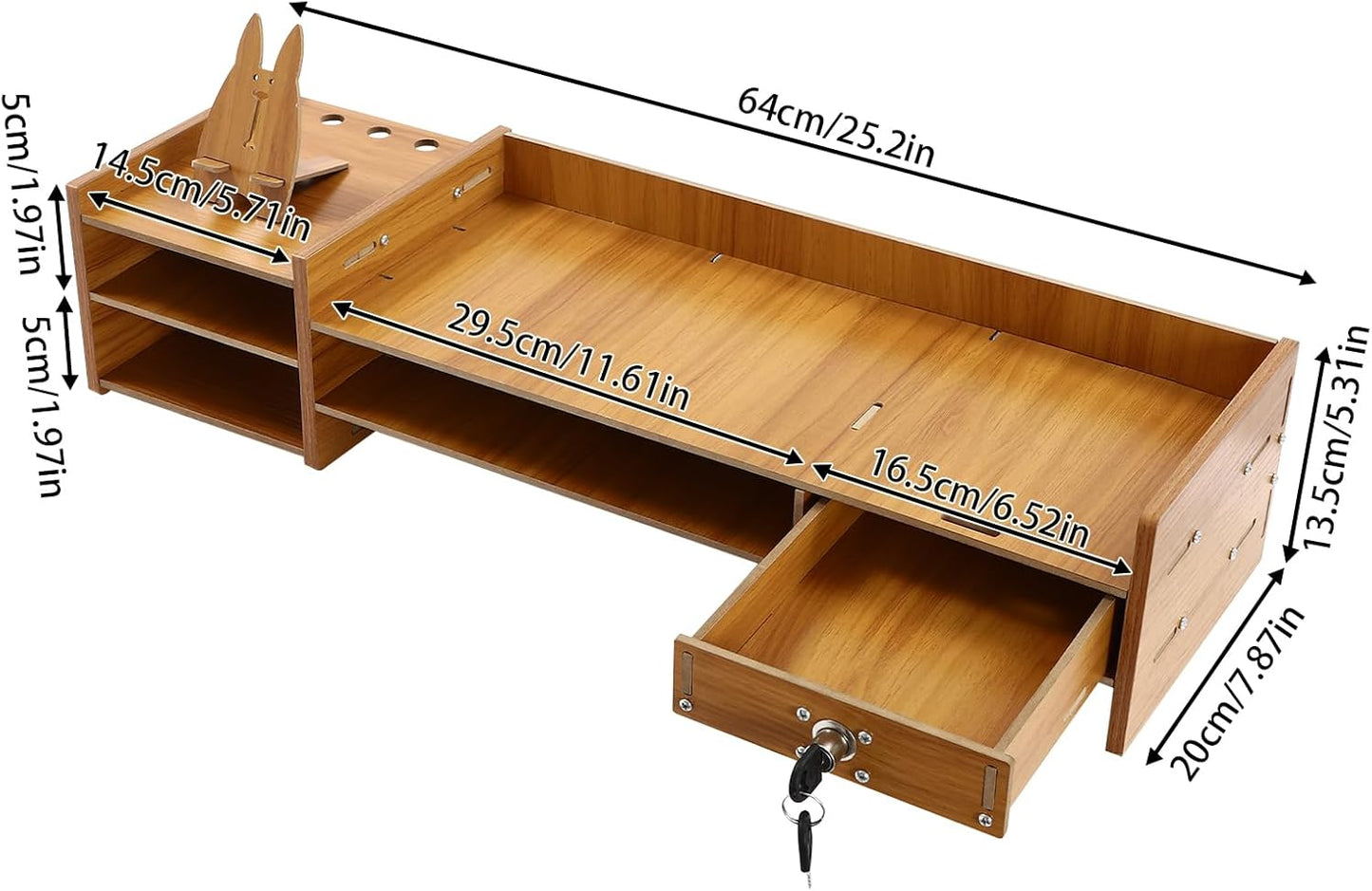 QUSKLISU (02) Computer Monitor Stand, Computer Rack with Drawers, Two top Platforms Desk Organizer Monitor Stand