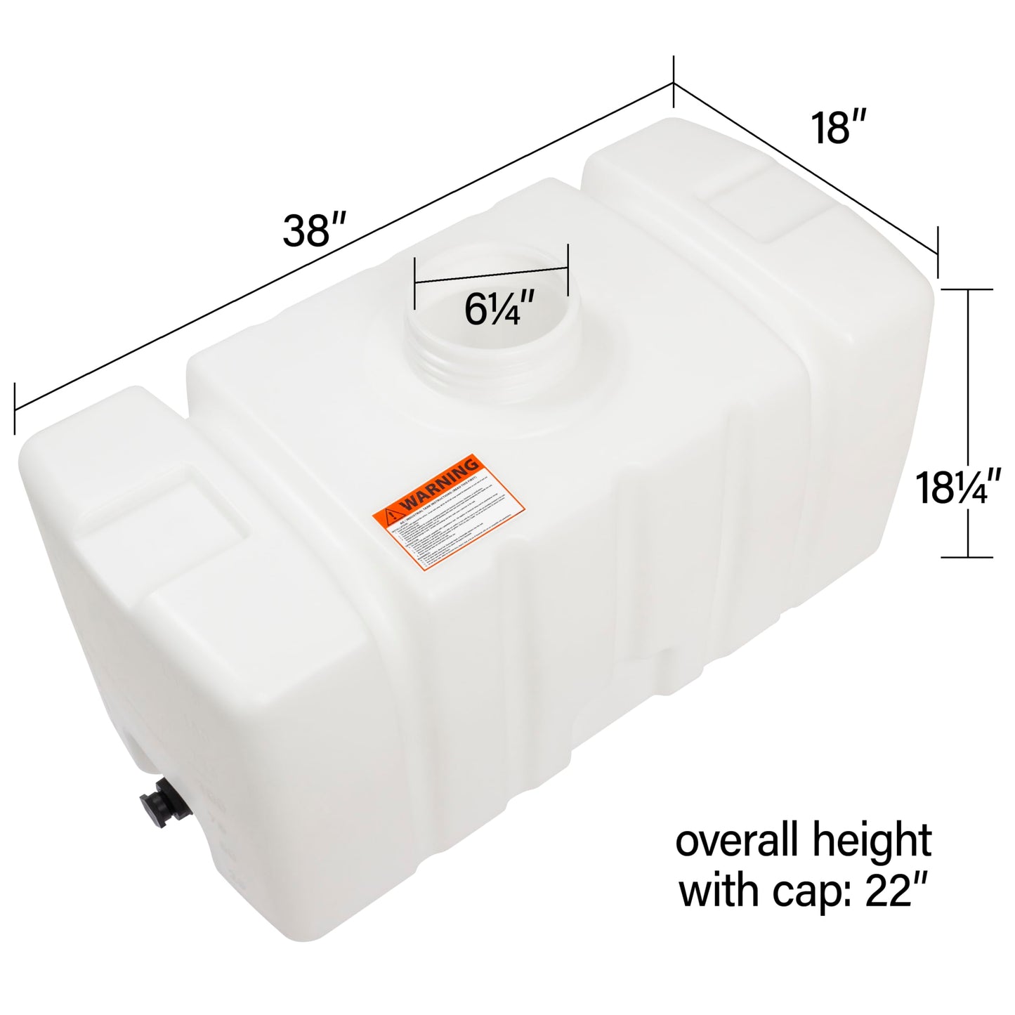 Elkhart Plastics 50 Gallon Water Storage Tank and Sprayer Tank, Square Plastic Reservoir for Water and Non-Flammable Liquids, 38.00" L x 18.85" W x 22.55" (107049A03)