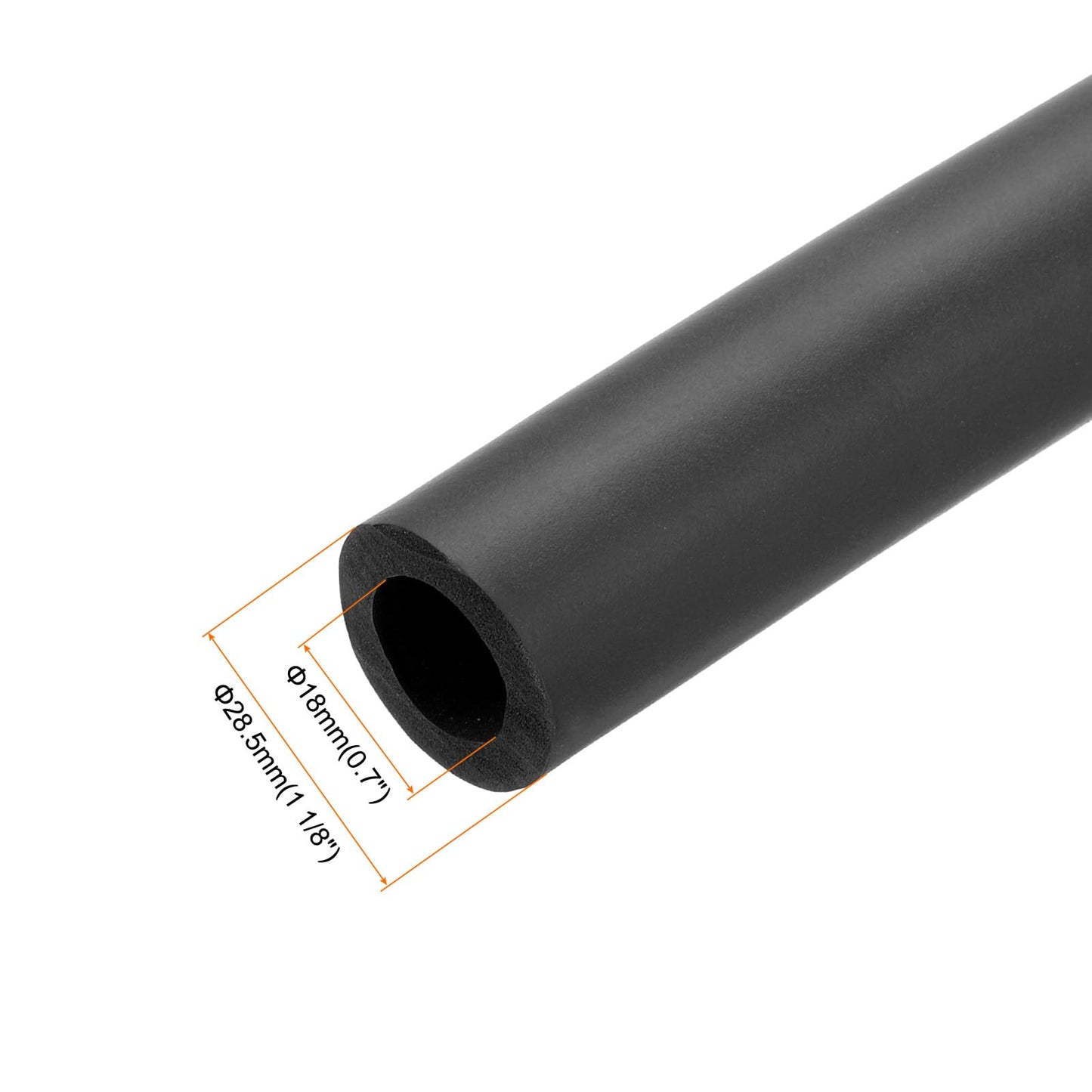 uxcell Foam Tubing for Handle Grip Support, Pipe Insulation Outside Pipe Lagging, 18mm ID 28.5mm(1 1/8") OD 1m Black