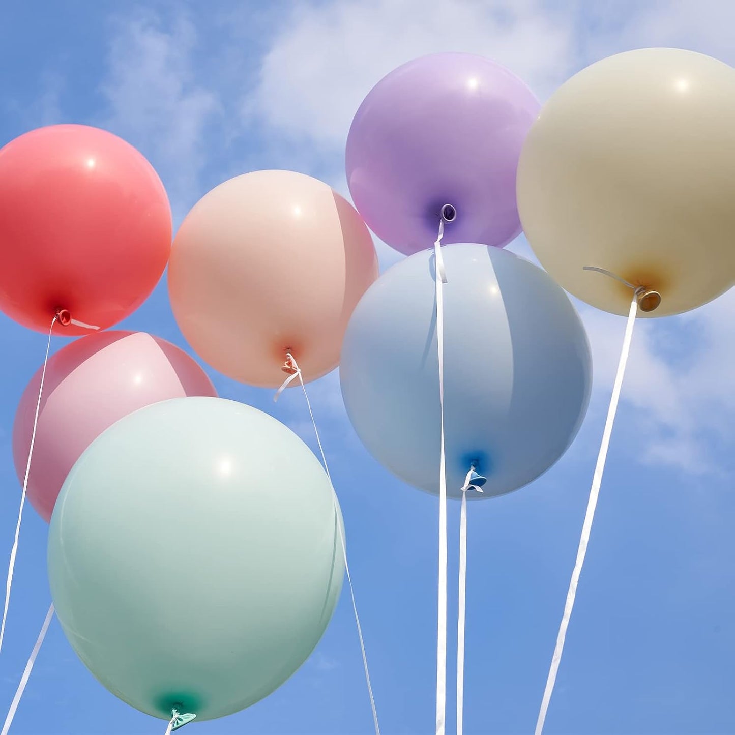 PartyWoo Pastel Balloons - 50pcs 12 Inch Rainbow Latex Balloons for Baby Showers & Celebrations