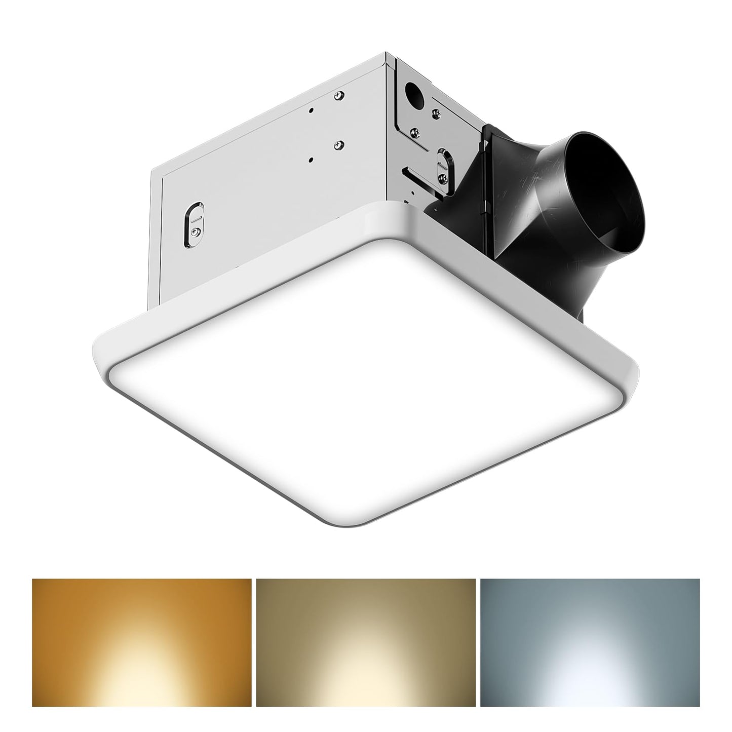 Fitop Bathroom Exhaust Fan with Light, 130 CFM & 1.5 Sones Bathroom Vent Fan, Nightlight & 1300LM LED Light 2700K/4000K/6500K, Light Memory Function, ETL Certified – White, 9 Inch
